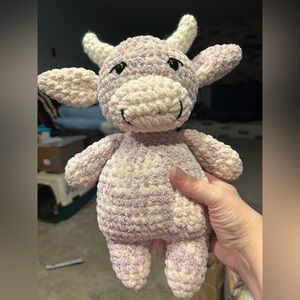 Plush Cow Toy - Cream and Pink with lavender tint too
